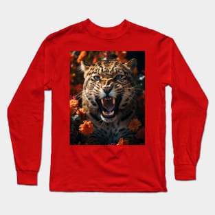 Floral Jaguar Roar 2 Long Sleeve T-Shirt